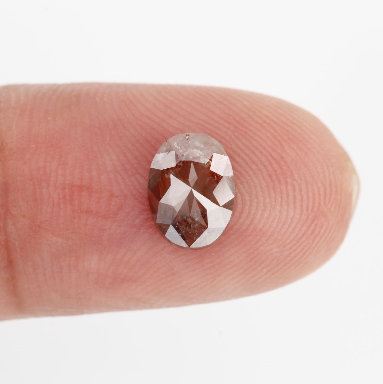 1.07 Carat Natural Red Orange Oval Salt and Pepper Diamond 7.50 MM 